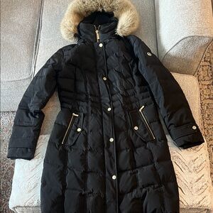Michael Kors black puffer with detachable fur hood